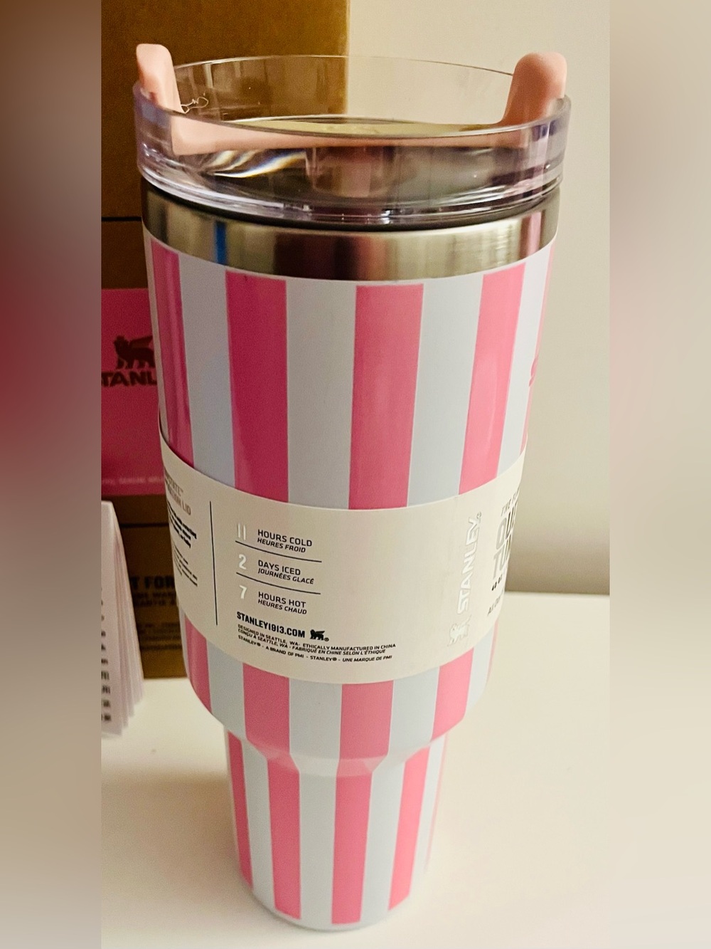 Stanley Pink Striped Quencher H2.0 Tumbler 40oz - Picture 5 of 5